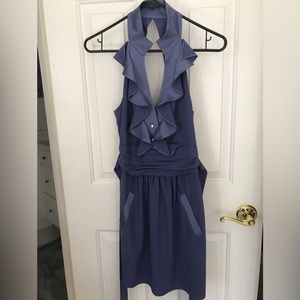 BCBG tuxedo inspired halter dress